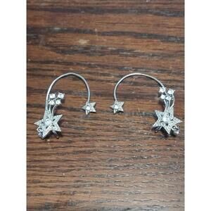 Vtg Avon Shooting Star Silver Crystal Ear Climber Cuff Wrap Jewelry Earrings